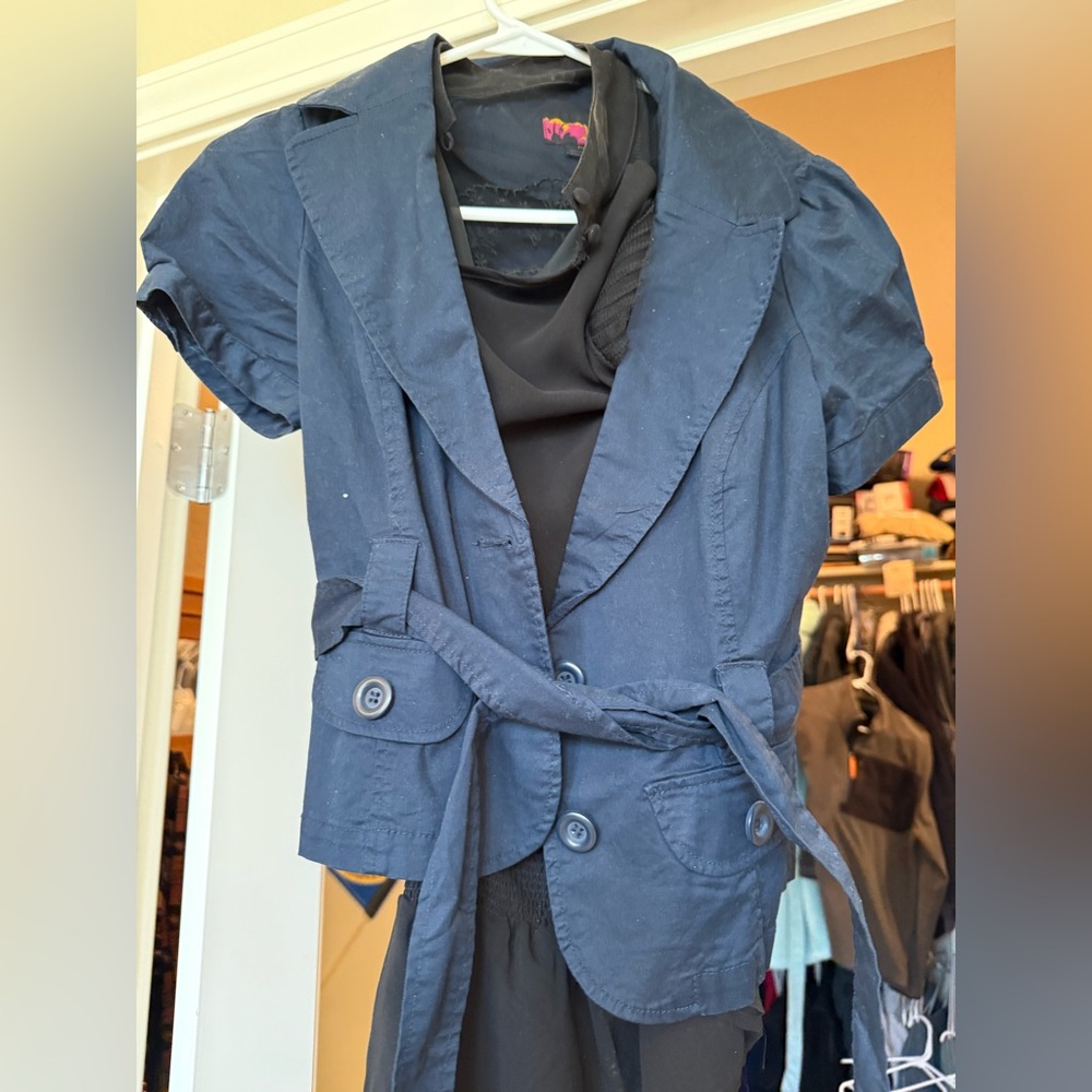 Women's Navy Short-Sleeve Jacket